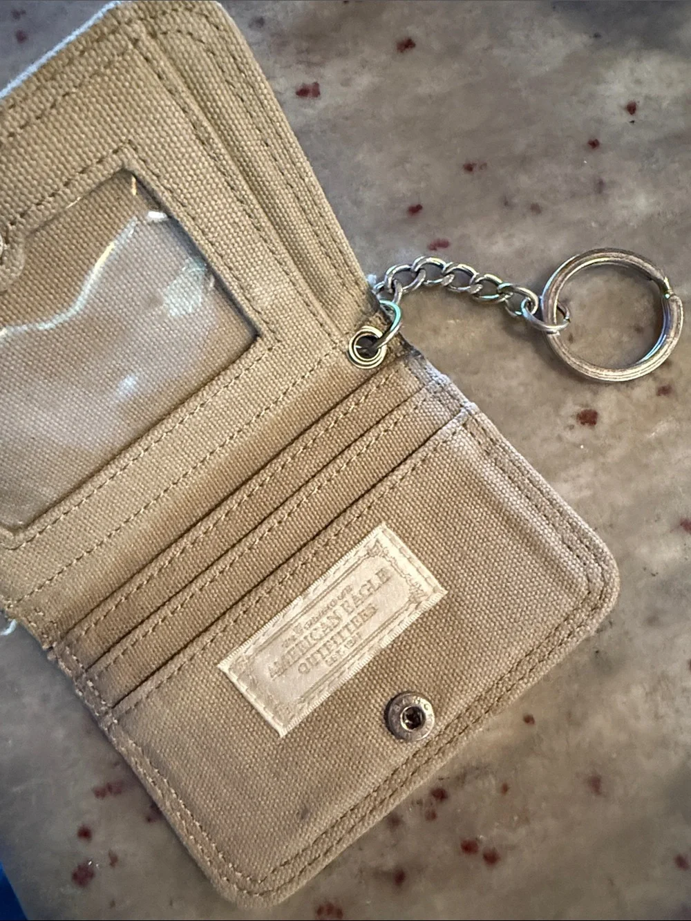 AE Canvas Keychain Card Wallet - Green/Tan
